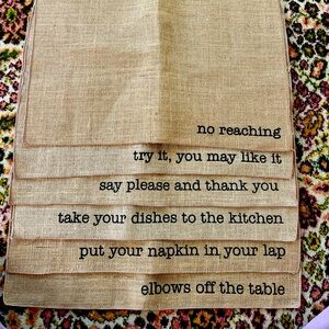 6 Burlap Placemats